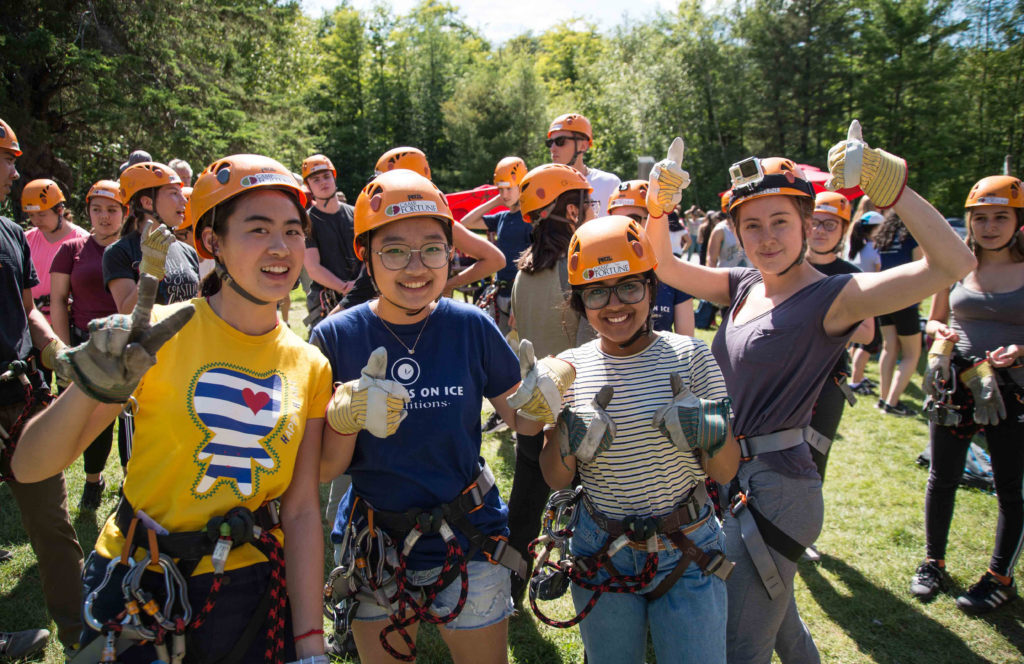 Students Selina, Lucy, Anushka and Alexia excited to be zip-lining! Photo (c) Mike Sudoma/SOI Foundation