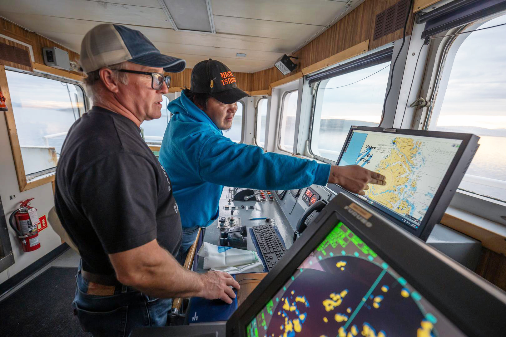 Geoff Green on the bridge of the Polar Prince