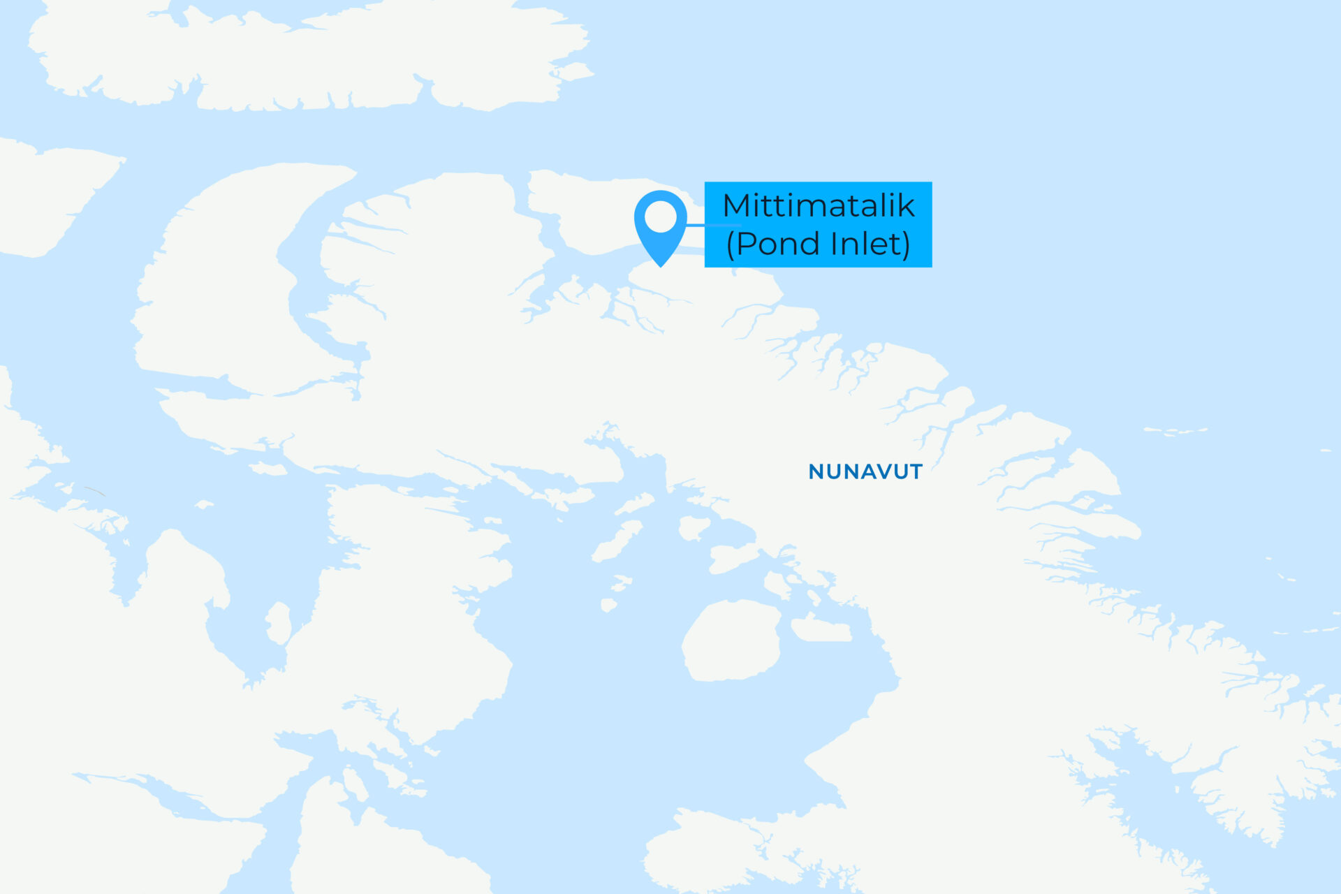 Map of Baffin Island, marking Mittimatalik, NU